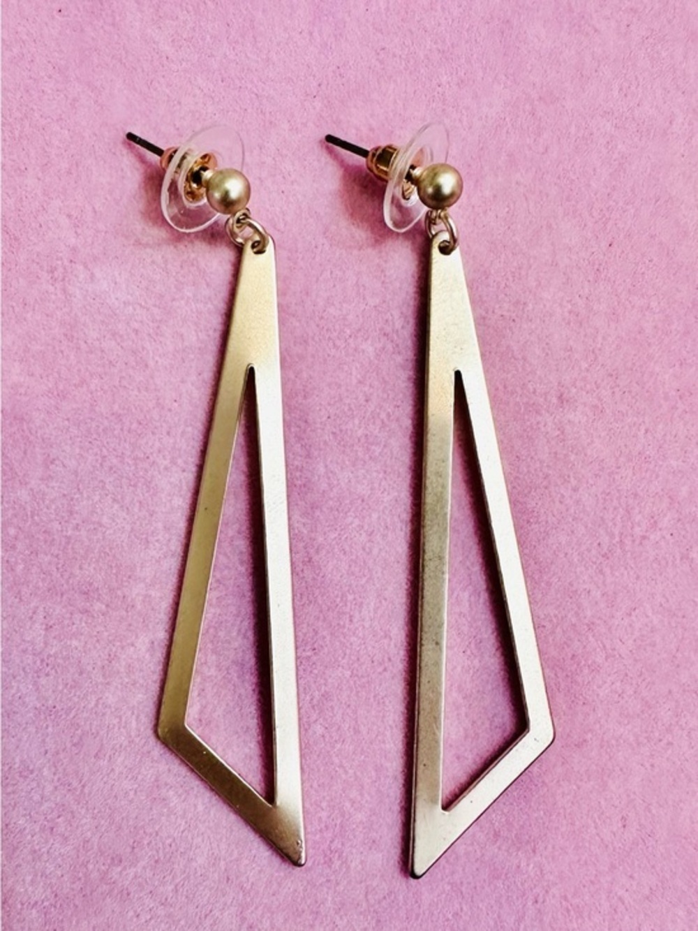 NWT Gold Tone Geometric Triangle Drop Earrings